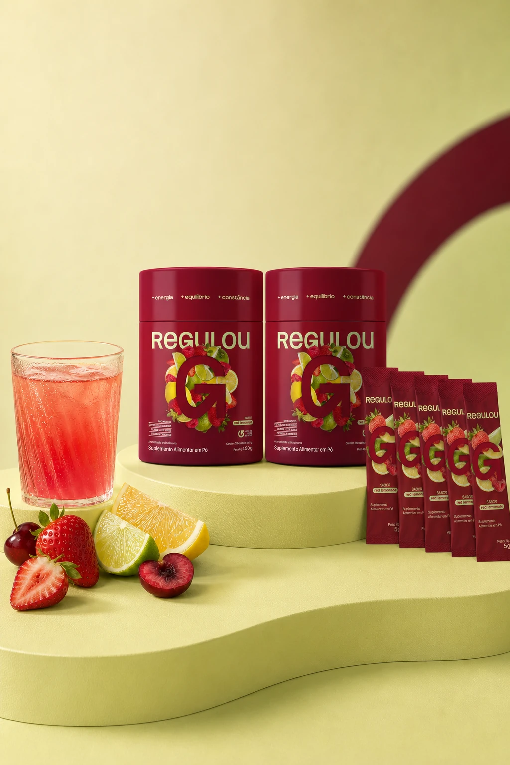 Kits REGULOU: potes, sachês e frutas